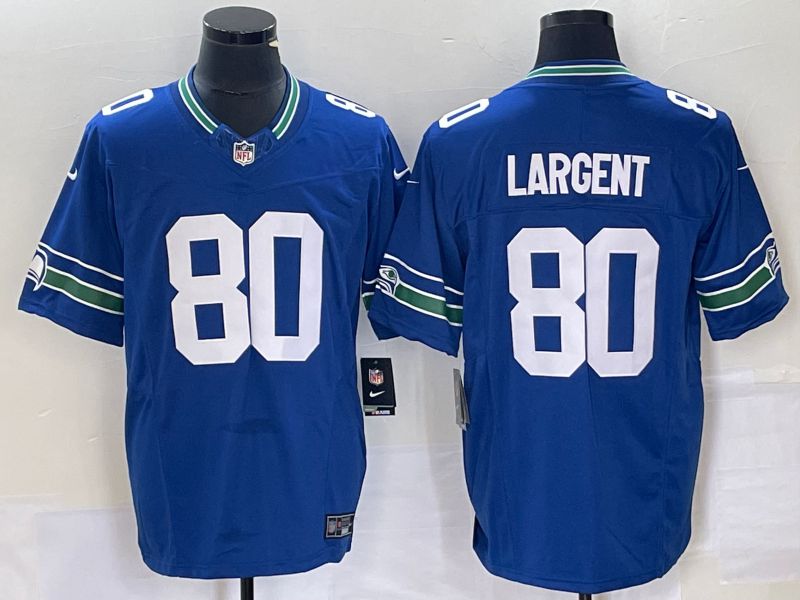 Men Seattle Seahawks #80 Largent Nike Royal Throwback Player Game NFL Jersey